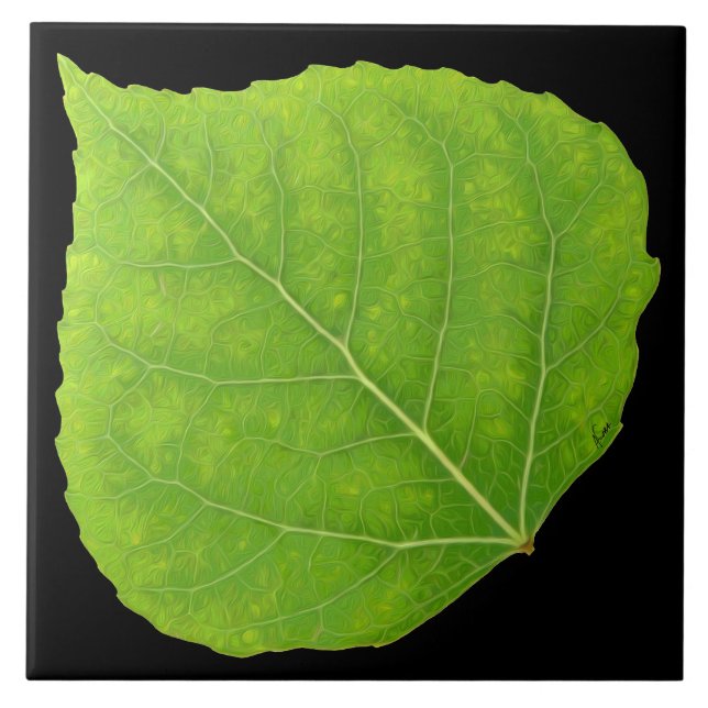 Green Aspen Leaf #11 Fliese (Vorderseite)