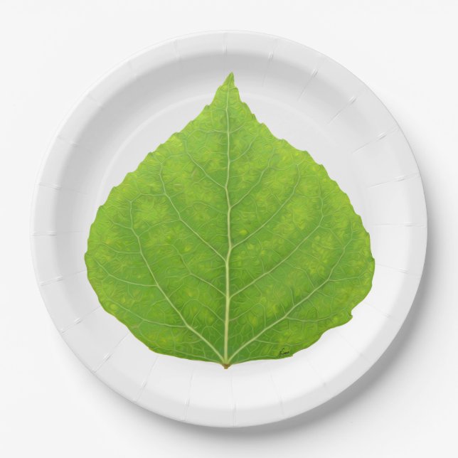Green Aspen Leaf #11 Pappteller (Vorderseite)