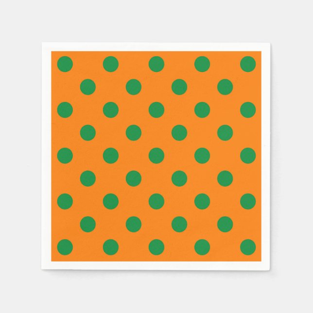 Green auf Orange Polka Dots Design Serviette (Vorderseite)