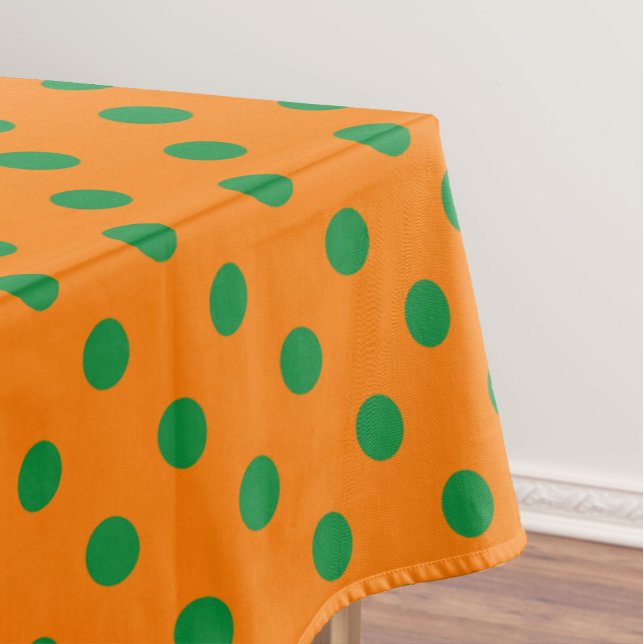 Green auf Orange Polka Dots Design Tischdecke (Von Creator hochgeladen)
