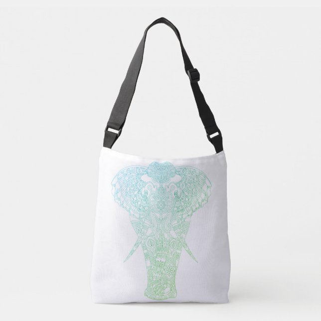 Green Aura Elephant Crossbody Bag Tragetaschen Mit Langen Trägern (Vorderseite)