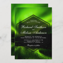 Green Aurora Northern Lights Hochzeitseinladung