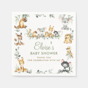 Green Australian Animals Baby Shower Vielen Dank Serviette
