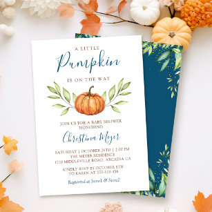 Green Autumn Pumpkin Fall Baby Shower Einladung