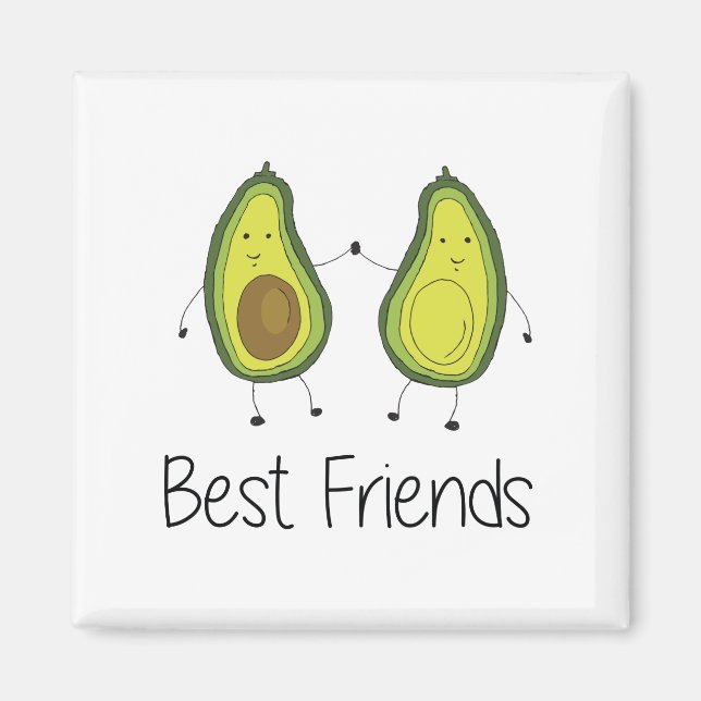 Green Avocado Cartoon Freundschaft Image Friendshi Magnet (Vorne)