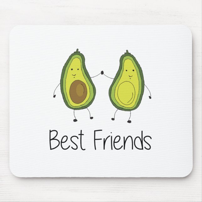 Green Avocado Cartoon Freundschaft Image Friendshi Mousepad (Vorne)