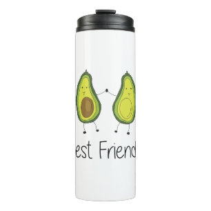 Green Avocado Cartoon Freundschaft Image Friendshi Thermosbecher