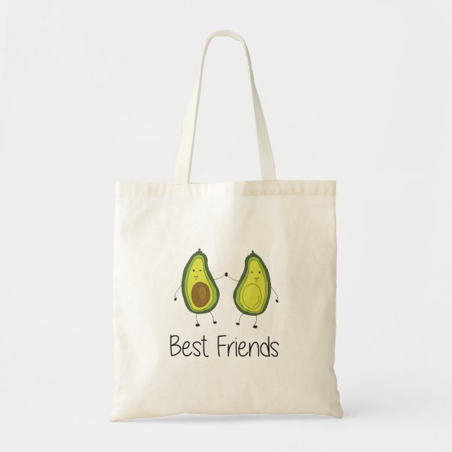 Green Avocado Cartoon Freundschaft Image Friendshi Tragetasche (Vorne)