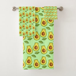 Green Avocado Cat Badhandtuch Set