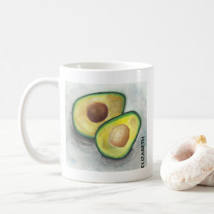 Green Avocado Cut in Halbfarbe Kaffeetasse