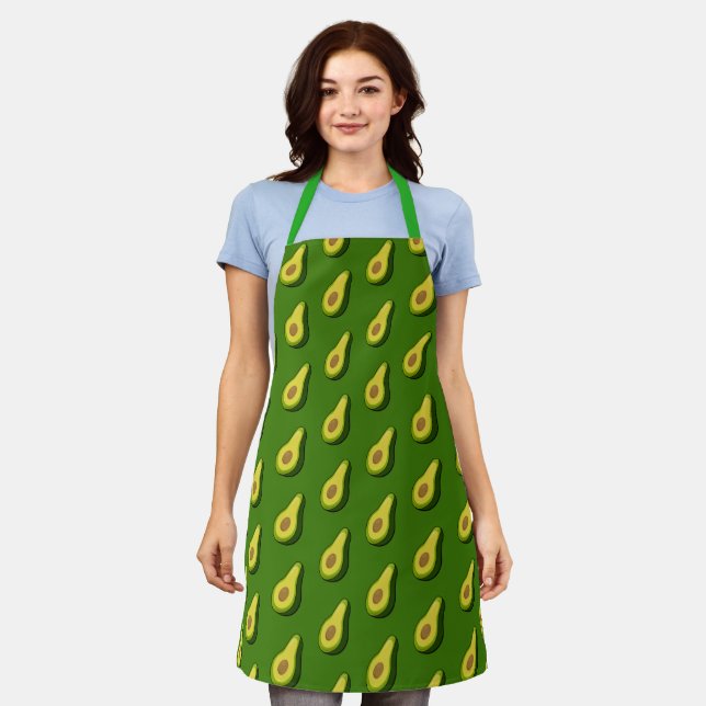 Green Avocado Graphic Apron - Custom Chef Gift Schürze (Getragen)