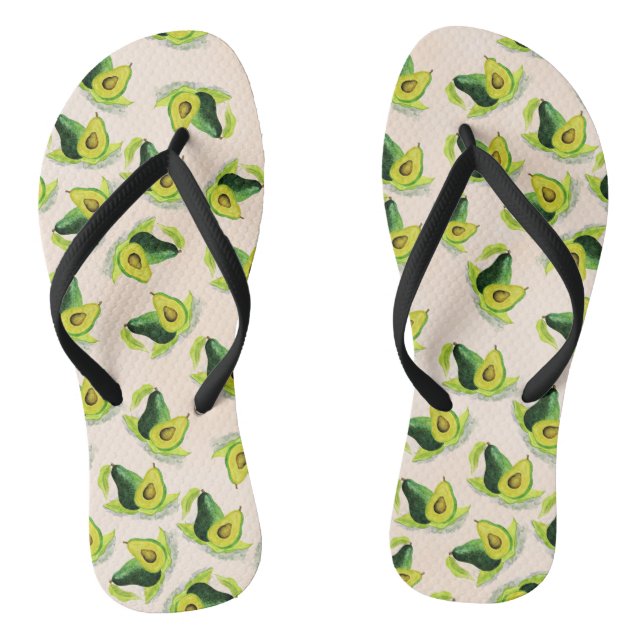 Green Avocados Wasserfarbmuster Flip Flops (Fußbett)