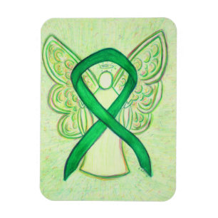Green Awareness Ribbon Angel Art Custom Magnet