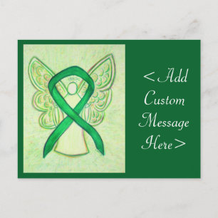 Green Awareness Ribbon Angel Custom Postcard Postkarte