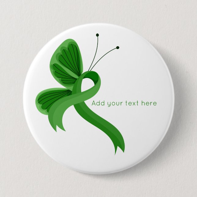 Green Awareness Ribbon Butterfly Button (Vorderseite)