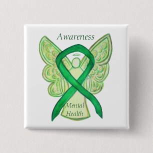 Green Awareness-Ribbon-Engel-Button für psychische Button