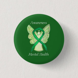 Green Awareness-Ribbon-Engel-Button für psychische Button