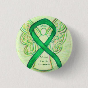 Green Awareness-Ribbon-Engel-Button für psychische Button