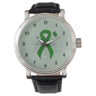 Green Awareness Ribbon mit Butterfly Armbanduhr