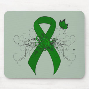 Green Awareness Ribbon mit Butterfly Mousepad