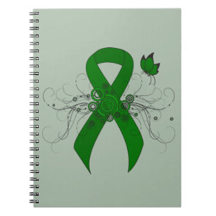 Green Awareness Ribbon mit Butterfly Notizblock
