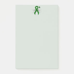 Green Awareness Ribbon mit Butterfly Post-it Klebezettel