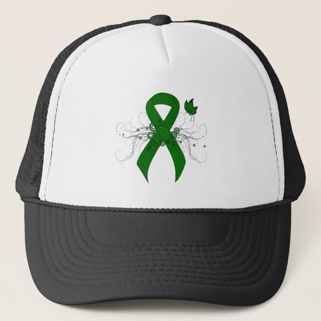 Green Awareness Ribbon mit Butterfly Truckerkappe (Vorderseite)