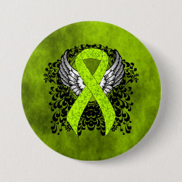 Green Awareness Ribbon mit Flügeln Button