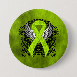 Green Awareness Ribbon mit Flügeln Button