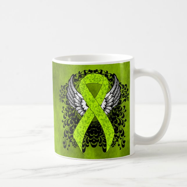 Green Awareness Ribbon mit Flügeln Tasse (Rechts)