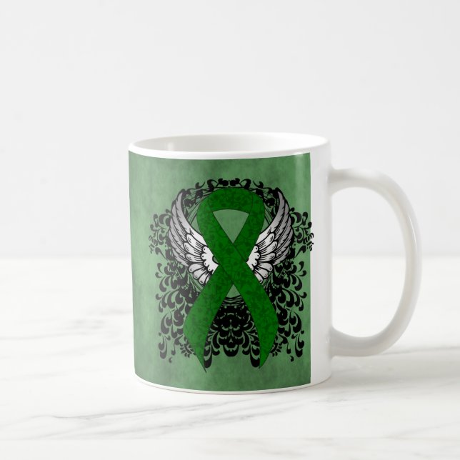 Green Awareness Ribbon mit Flügeln Tasse (Rechts)