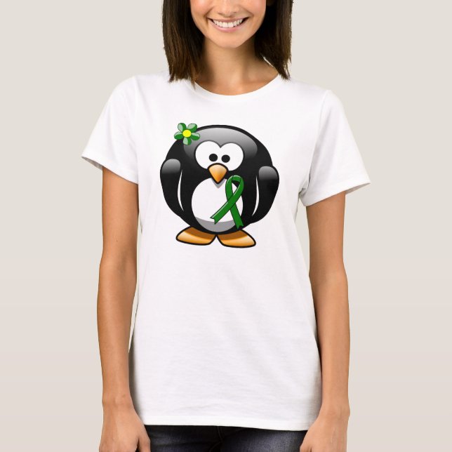 Green Awareness Ribbon Penguin T-Shirt (Vorderseite)