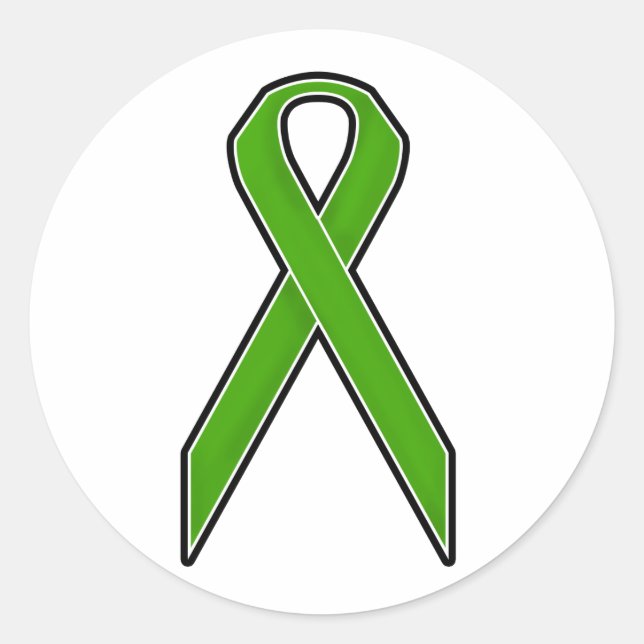 Green Awareness Ribbon Runder Aufkleber (Vorderseite)