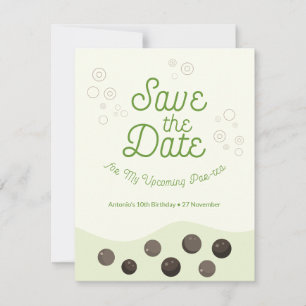 Green Axolotl Bubble Tea Par-tea Geburtstagsparty Save The Date