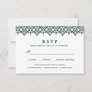 Green Azulejo Spanische WEDD RSVP - MEALWAHL