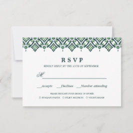 Green Azulejo | Spanische WEDD RSVP - MEALWAHL Karte