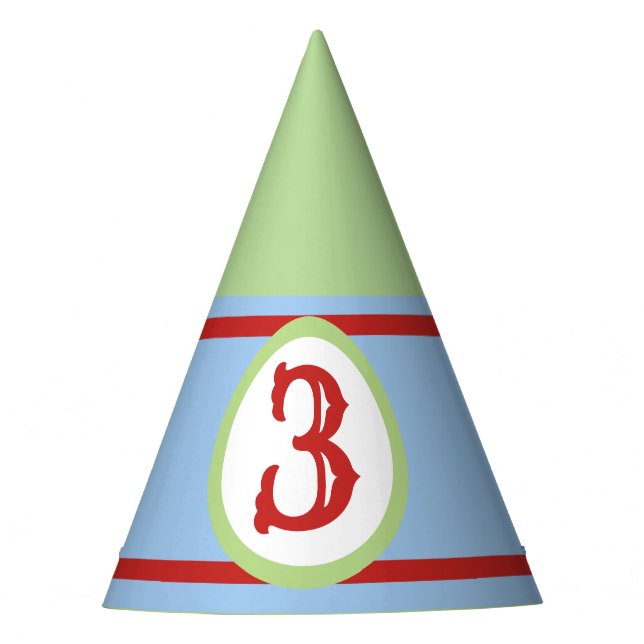 Green Baby Blue Red Custom Number Partyhütchen (Vorderseite)