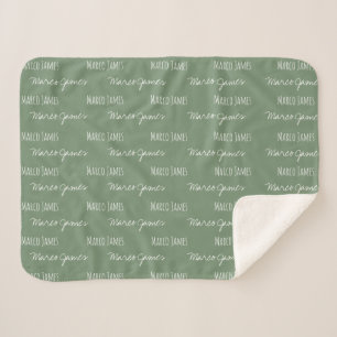 Green Baby Boy Blanket Individuelle Name wiederhol Sherpadecke