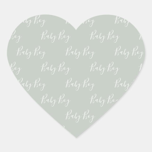 Green Baby Boy Script Heart Sticker (Vorderseite)