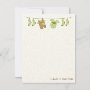 Green Baby Clothesline Flat Vielen Dank Anmerkunge Mitteilungskarte