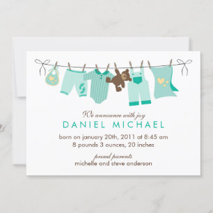 Green Baby Clothesline New Baby Ankündigung