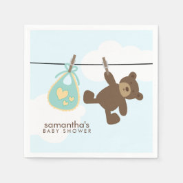 Green Baby Clothesline und Teddy Bear Serviette