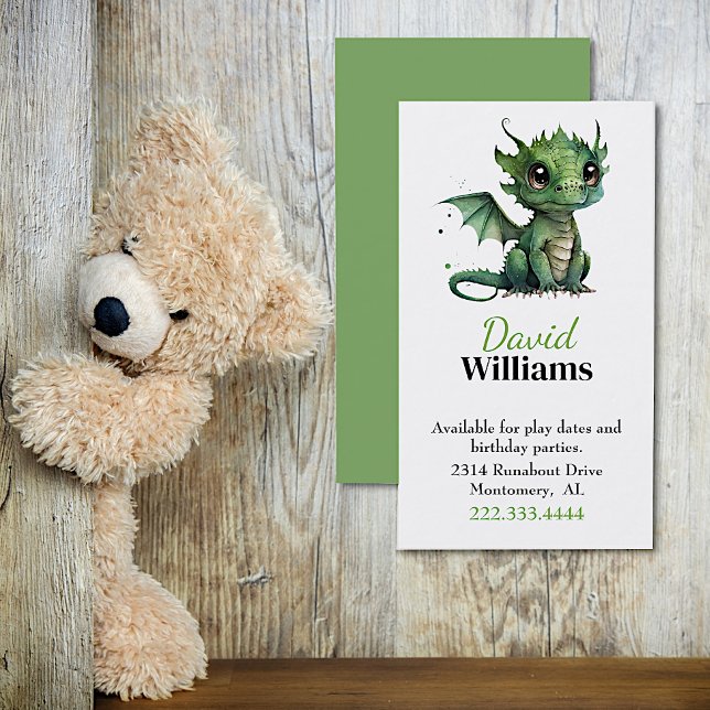 Green Baby Dragon Children Calling Card Telefonnummerkarte (Von Creator hochgeladen)