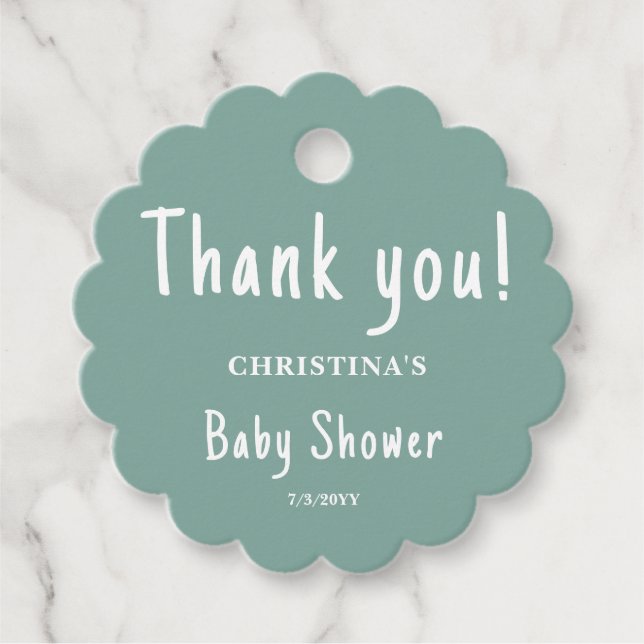 Green Baby Dusche Runde Geschenkanhänger (Vorderseite)