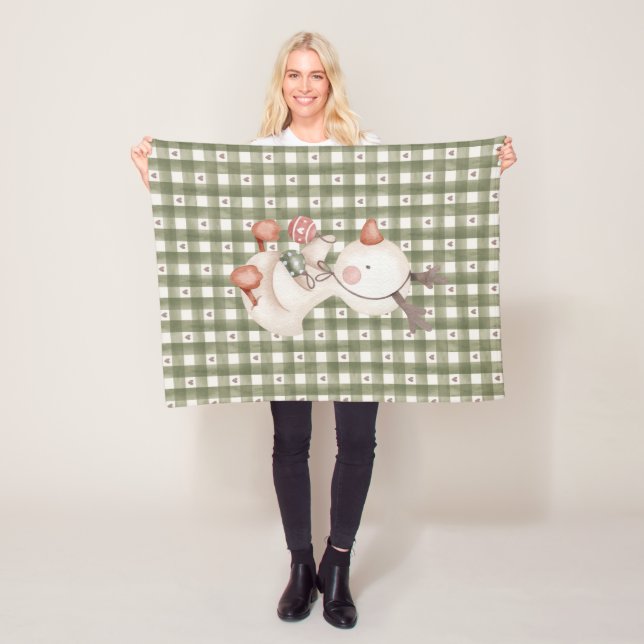 Green Baby Fleece Blanket mit Weihnachtsfiguren (Beispiel)