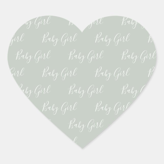 Green Baby Girl Script Modern Heart Sticker (Vorderseite)