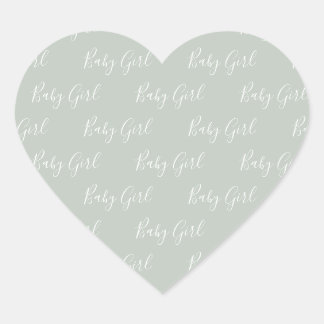 Green Baby Girl Script Modern Heart Sticker