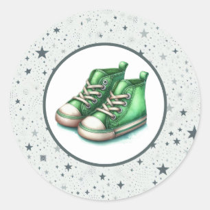 Green Baby High Tops Baby Dusche Runder Aufkleber