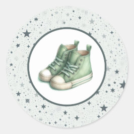 Green Baby High Tops Baby Dusche Runder Aufkleber