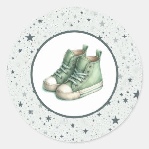 Green Baby High Tops Baby Dusche Runder Aufkleber